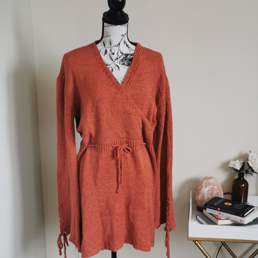 SHEIN bell-sleeve wrap dress